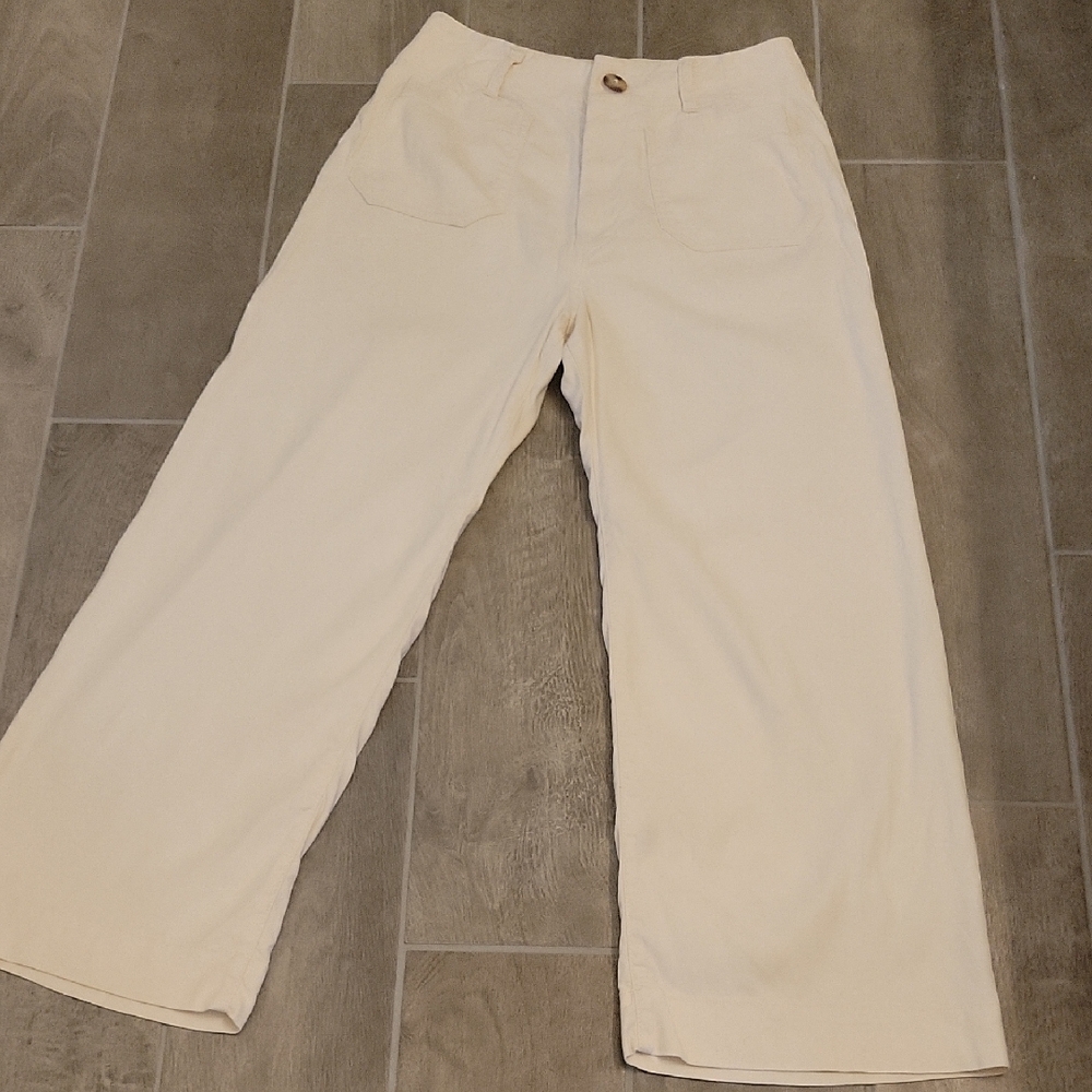 Anthropologie The Colette Cream Wide Leg Pants By Maeve